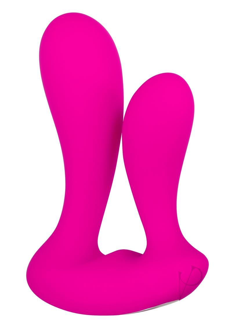 Adam And Eve Silicone Rechargeable Dual Entry Vibrator With Remote Control - Pink